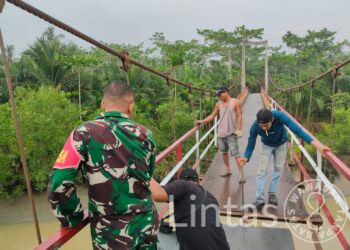 Jembatan Gantung Desa Jati Mulia Kembali Normal, Akses Antar Dusun Pulih
