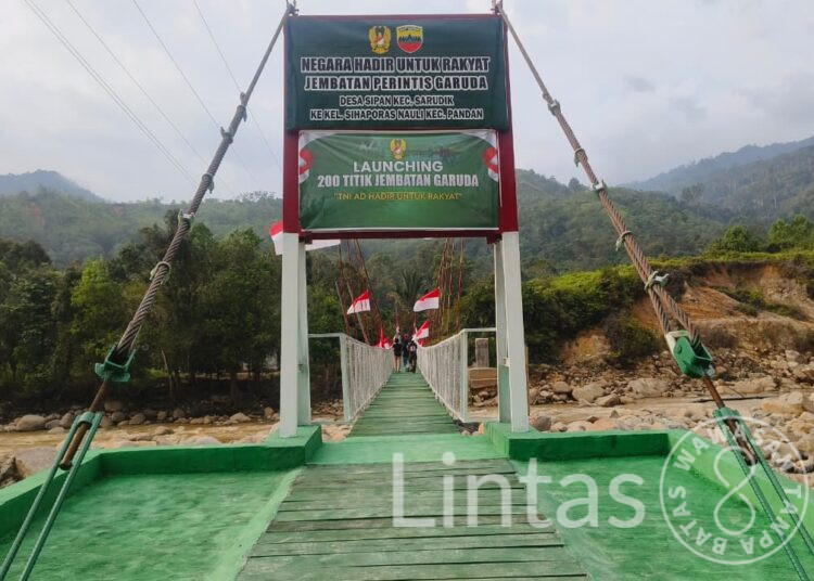 Jembatan Gantung Perintis Garuda Desa Sipan Selesai, Aktivitas Warga Kembali Lancar