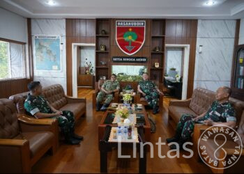 Kasdam XIV/Hsn Terima Kunjungan Danpussenarhanud, Perkuat Sinergi TNI AD
