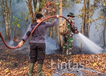 TIM KARHUTLA KODAM XXII/TB BERSAMA RELAWAN PADAMKAN API DI DESA TUWUNG