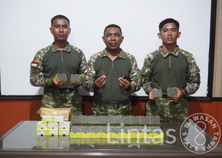 Satgas Pamtas Yonkav 8/NSW/2 Kostrad Gagalkan Penyelundupan 5.000 Detonator Aktif
