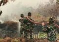 Kodam XXII/Tambun Bungai Kerahkan Tim Damkar 56 Yonif TP 831/Panunjung Tarung Padamkan Titik Api Baru di Kalampangan