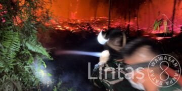 Tim Damkar 04 Yonif TP 831/PT Padamkan Titik Api di Kalampangan
